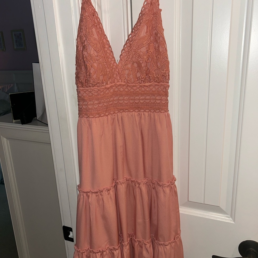 Amazon Pink Smocked Tiered Maxi Dress